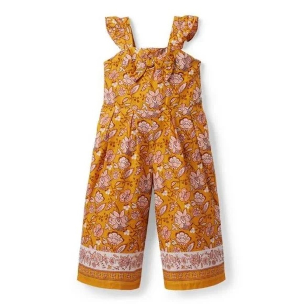 JANIE & JACK EUC Floral Paisley Bow Ruffle Jumpsuit